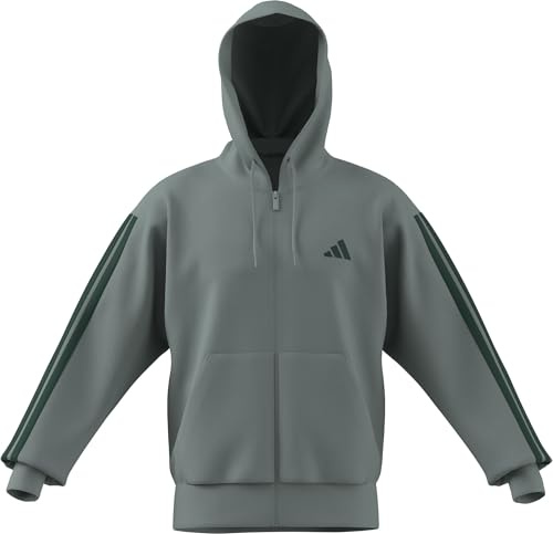 adidas Herren Essential Three Stripes Fleece Zipper Hoodie, Wonder Sage/Collegiate Green, XL