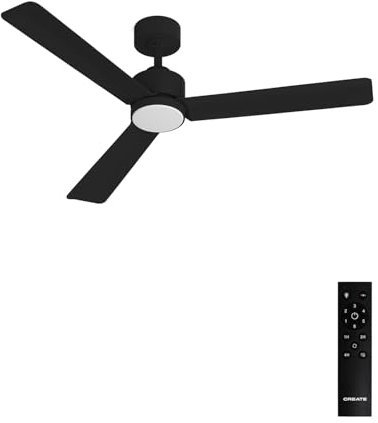 CREATE / WIND MODERN M/Ventilador de techo con luz negro con mando / 40W, Luz LED 3 temperaturas, Ø132 cm, programable, 6 velocidades, función verano-invierno