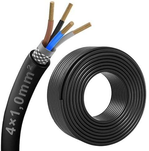 20 Meter 4-adriges 4 x 1,0 mm² geschirmtes Kabel, CE-zertifiziertes EMI/RFI-Abschirmkabel für Automobile, Lautsprecher, 3D-Drucker, CNC-VFD-Spindel, Schrittmotor, Signalübertragung usw