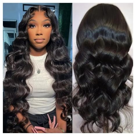GUHPZA Deep Wave Lace Front Perücken Echthaar, 180 Dichte 20-32 Zoll 13X6 Transparente Hd Lace Frontal Body Wave Perücken Echthaar Vorgezupft Remy 13X4 Lace Front Perü,28inch-13x4 Lace Wig