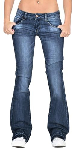 shownicer Jeans Femme Jean Bootcut Taille Basse Jean Flared Stretch Vintage Décontracté Elastique Jeans