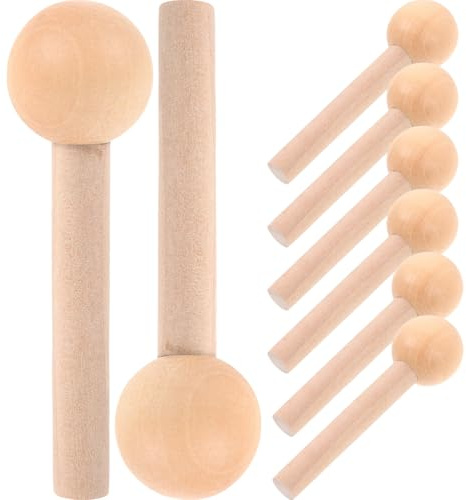 Healeved 10pcs Wooden Pegboard Pegs Beech Wood Hooks 10mm Diameter 60mm Length Wood Stick Hooks for Pegboard Hanging Accessories