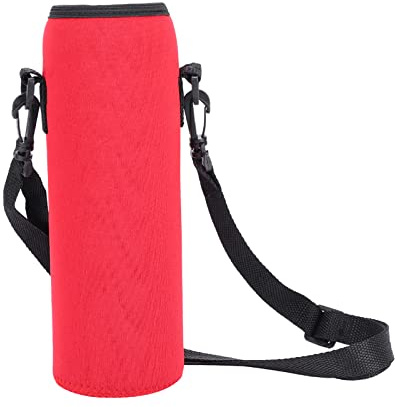 BOROCO Portaborraccia Custodia Termica in Neoprene Custodia Antiscottatura con Tracolla Regolabile per Sport all'Aria Aperta Escursionismo Campeggio Viaggi Palestra Lavoro Nero Gri