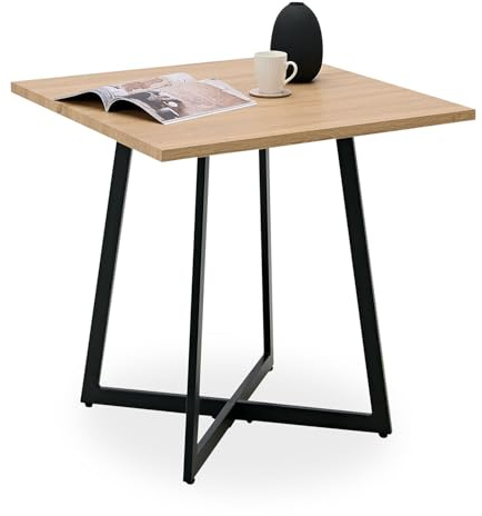 Homestyle4u Kleiner Esstisch 80×80 cm Natur & Schwarz, Holztisch Industrial Design, Esszimmertisch Kompakt & Robust, Küchentisch, Tisch für kleine Familien, Singles und Gäste 3125