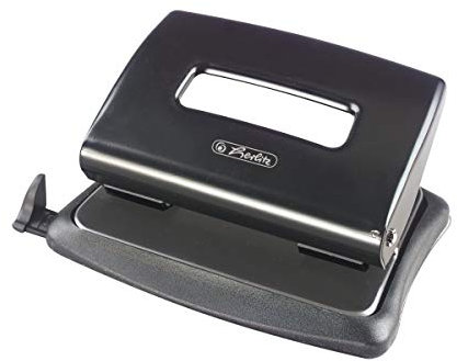 Herlitz 1610492 Bürolocher 1,6mm mit Anschlag. Schwarz Metall