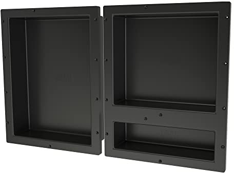 Redi Niche Triple Niche Recessed Shower Shelf- Black, Three Inner Shelves, 32-Inch Width x 20-Inch Height x 4-Inch Depth