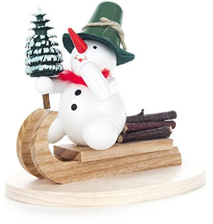 Rudolphs Schatzkiste Miniaturfigur Schneemann mit Schlitten BxHxT 9x8,5x6,5cm NEU Schnee Eismann Winterfigur Winterdekoration Figur Holz Seiffen Erzgebirge Holz Dekoration Weihnachten