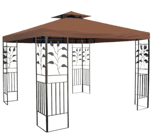 WASSERDICHTER Pavillon TOSKANA 3x3m Metall inkl. Dach Festzelt wasserfest Partyzelt (Braun)