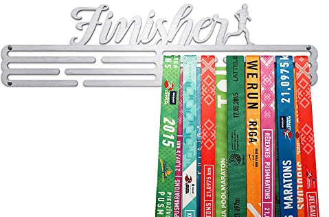 United Medals Finisher Medaillenhalter Running Laufen für 48 Medaillen Aufbewahrung - Läufer Geschenk Marathon Zubehör - Medal Holder Hanger Display Rack - gebürsteter Edelstahl