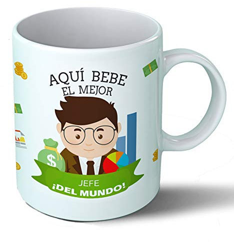 Planetacase - Taza Jefe - Regalo Original - Cerámica 330 mL - Taza Desayuno Apta para Microondas y Lavavajillas - Empresa - Resistente a Lavados