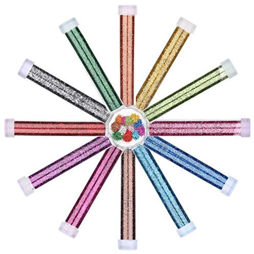 LISOPO 12pcs Glitzer Set Kinder Glitter Gel Glitzerpulver Glitzerstreuer zum Basteln,Karten herstellen,Festival Dekoration, Dekorieren, Nägel, Körper, Gesicht, Slime,Kosmetik & Glitzer
