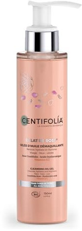 CENTIFOLIA | Gelée d'Huile Démaquillante Eclat de Rose | Nettoie | Hydrate | Illumine | Elimine les impuretés & le maquillage longue tenue | Visage - Yeux - Lèvres | Fabriqué en France | Bio | 150ML
