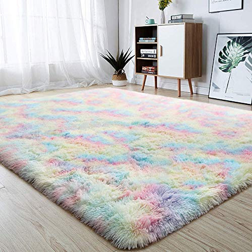 Weiche Mädchen Zimmer Teppiche - Flauschigen Regenbogen Teppich Für Kinder Baby Schlafzimmer Kinderzimmer Wohnkultur Großen Boden Teppich,150X240cm