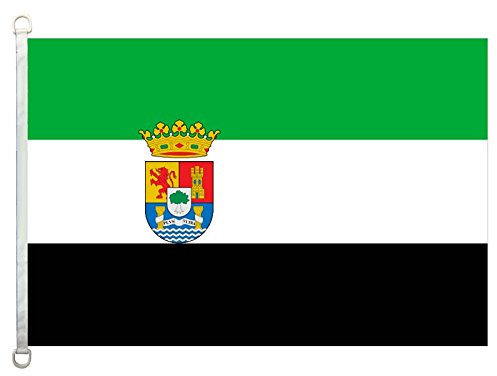 nothing Banderas de Extremadura (con escudo de armas), 90 x 150 cm, 100% poliéster, pancartas, impresión digital.