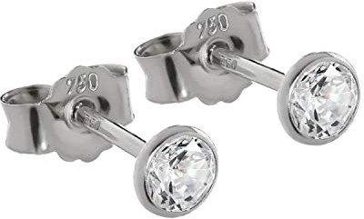 NKlaus Paar 4mm Ohrstecker Weißgold 750 Gold Ohrringe 18 Karat Kristall Zirkonia weiß kelch 2608