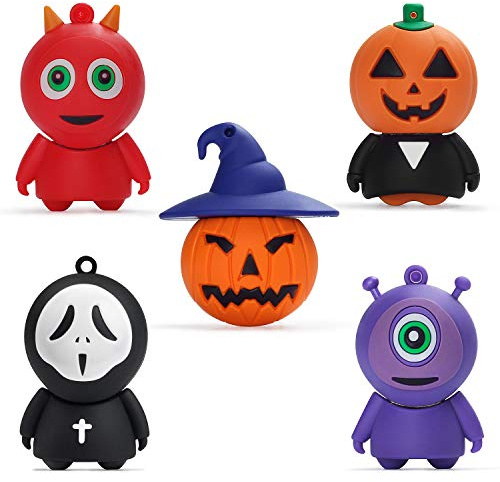 5PCS 32GB USB Stick Cute,USB 2.0 Silikon Cartoon Lustiger USB Stick,Hochgeschwindigkeits Übertragung,Wasserdichter Lustig USB Sticks für Kinder,Mädchen,Schule,Junge Geschenke (Halloween)