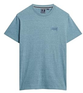 Superdry Herren Essential T-Shirt aus Bio-Baumwolle mit Logo Wüstenhimmelblau Gesprenkelt XXL