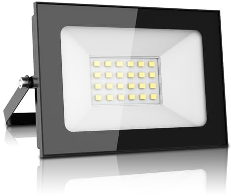 papasbox Foco LED Exterior 20W, 12V 1600LM Proyector Led, IP65 Impermeable Blanco Cálido 3000k, Super Brillante Led Luces Seguridad Luz de Iluminación para Jardín, Patio, Terraza