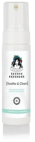 Tattoo Defender - Soothe&Clean Foam 150 ml - Mousse de tatouage nettoyante apaisante - Pour les soins du tatouage - Réduit les rougeurs et l'enflure - Antibactérien