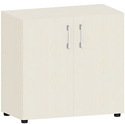 Aktenschrank 2 Fächer versch. Farben | Büroschrank 2 OH 80x40x77 cm aus Holz | Büromöbel Ordnerschrank abschließbar Dokumentenschrank | Sideboard Boden höhenverstellbar | Made in Germany (Ahorn)
