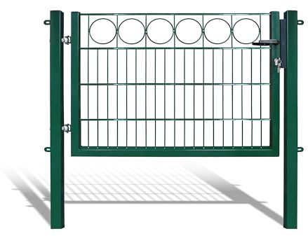 Schmuckzauntore für Stabmattenzaun - Farbe und Höhe wählbar - inkl. Pfosten und Befestigungsmaterial (Ring, H 80 x B 120 cm, grün)