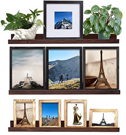 MBYD Étagères flottantes 3 mêmes dimensions, 61 cm de profondeur, étagères en bois de noyer massif pour mur, étagère murale pour la maison, la cuisine, le bureau, le salon