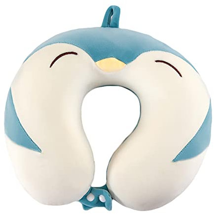 EXQULEG Cartoon Nackenkissen Memory Foam Nackenkissen Stützkissen, Reisekissen Kinder Reisekissen Ideal für Reise Büro und Haus (Pinguin)