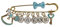Baby Stecknadel mit Namen Anstecknadel Brosche personalisierte Baby Geschenk Mädchen Junge Glücksbringer Kinderwagen PIN (Blau Pferd & Schlüssel)