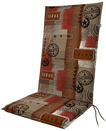 Doppler Auflage Hochlehner Living Coffee Braun I Gartenstuhl-Polster 119x48x6cm aus Baumwolle & Polyester I Sitzauflage weich & bequem I Sitzkissen zum Festbinden an Gartenstuhl