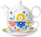 CHILDIKE Teiera e tazza in porcellana Tea for One, set da tè per uno, teiera floreale, regalo per donne, giardino primavera