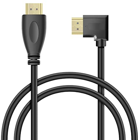 YACSEJAO 90 Grad HDMI-Verlängerungskabel, 90 Grad vergoldet, 270 Grad Winkel, 4K HDMI 1.4 Kabel, unterstützt Ethernet, 3D, 4K und Audio-Return (linker Winkel)