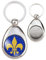 Badgmania Porte Clés Métal Goutte Jeton de Caddie Porte-Clés Acier Goutte Fleur de Lys Royale Roi de France Royauté - Or sur Fond Bleu