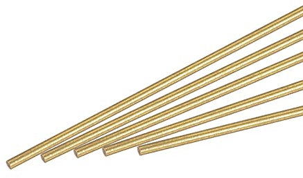 sourcing map Paket von 10 Messing Rundstab 1.2mm 250mm Drehbank Stabstahl für RC Modell DIY