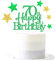 Glittery 70th Happy Birthday Cake Topper with Star,Personalised 70 Birthday Cake Toppers Party Decorations Party Supplies for Boys Girls Green Gold