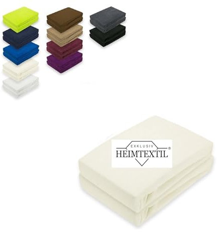 EXKLUSIV HEIMTEXTIL Doppelpack Marke Frottee Spannbettlaken 80% Baumwolle, 20% Polyester Öko - Tex Zertifiziert, Markenqualität, Matratzenhöhe bis 25 cm, Naturweiß 90 x 200 cm