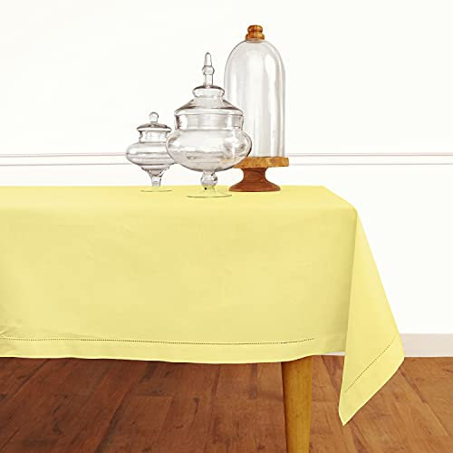 Solino Home Gelbe Tischdecke, Baumwolle, Leinen, Hohlsaum, rechteckig, maschinenwaschbar, für den Sommer, 147 x 33 cm