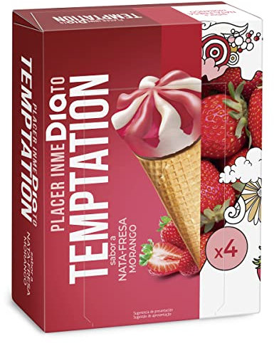DIA TEMPTATION helado cono sabor fresa y nata caja 4 uds 272 gr