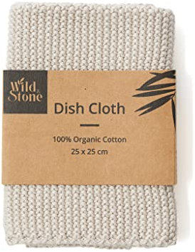 Wild & Stone | Paño de Cocina de Algodón Orgánico | Paño de Cocina Ecológico | Paño de Limpieza Biodegradable y Compostable (Arena de Playa)