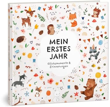 Babyalbum Mein erstes Jahr - Baby Erinnerungsbuch für die schönsten Momente - Das Babybuch zum Ausfüllen fürs 1. Lebensjahr - GB23 Ein besonderes Geschenk zur Geburt für Mädchen & Jungen: Boho Tiere