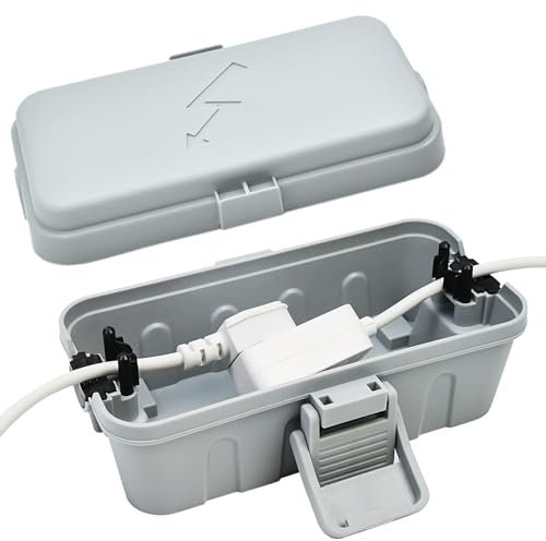 Hrensaw Small Weatherproof Electrical Connection Box(Inner 5.5 x 3 x 2.2inch),Outdoor Electrical Box,Waterproof Extension Cord Covers for Plug, Extension Cables, Holiday Lights,Grey