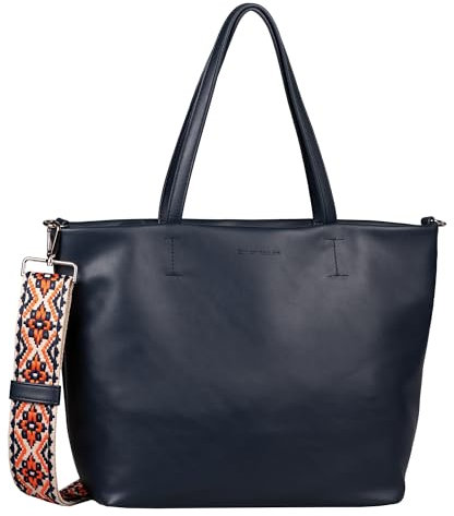 TOM TAILOR Palina Damen Shopper Umhängetasche Reißverschluss Groß Blau