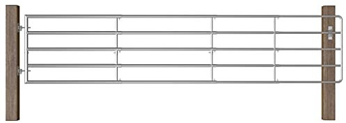 GuyAna 5-Rohre-Weidetor Stahl (150-400)×90 cm Silbern Weidezaun Weidetor GeflüGelzaun