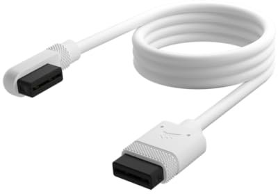 Corsair iCUE LINK Slim Kabel - 1x 600mm Gerade/Schlank 90° - Weiß