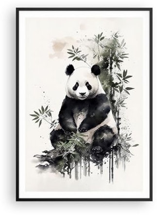 Poster Schwarzrahmen Deko 70x100cm Panda Bambus Asien Wandposter Art Prints Wanddeko Bild Wand Kunstdruck Wandbilder Dekoration Wohnzimmer Schlafzimmer Küche Modern Wall Art Decor - P2BPA70x100-6187