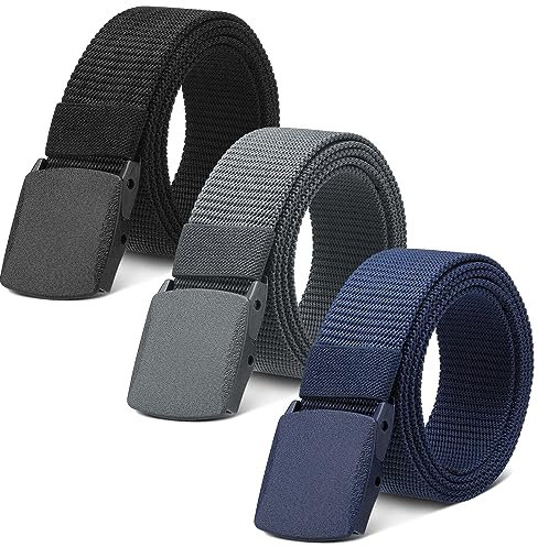 Apricitie 3 Stück Arbeitsgürtel Herren Damen Nylon Verstellbarer Gürtel Nylon Canvas Belt Keine Metallschnalle Gürtel Herren Schneller Pass Durch die Flughafensicherheit