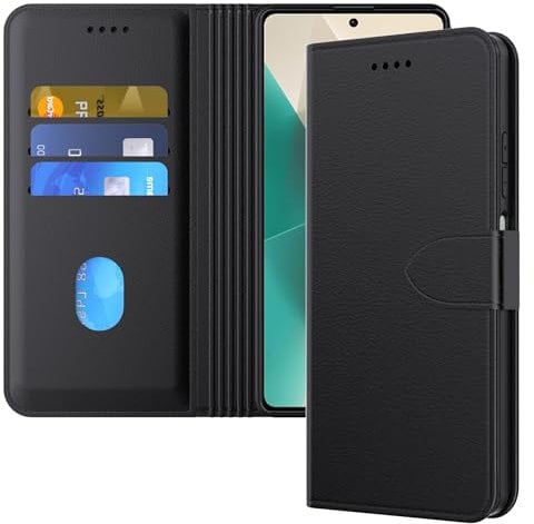 Aiziki Case For Xiaomi Redmi Note 13 5G Wallet Premium Leather Flip Case with Card Slots Magnetic Closure Kickstand Shockproof Protective Compatible with Xiaomi Redmi Note 13 5G Phone Case-Black