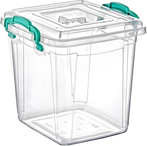 Best House | Plastic Storage Box with Clips & Lids | Size: 6L (L:26cm W:26cm H:16cm) | Set of 1 | Square Shape | Stackable Clear Durable Multipurpose Office Home Kitchen Tools Crafts ((SMALL Size)