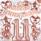 Deko 11. Geburtstag Mädchen, Rosegold Luftballon 11. Geburtstag, Happy Birthday Girlande und Schmetterlinge Deko, Roségold 11 Jahr Mädchen Deko Geschenk