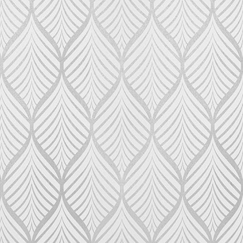 AMIGO Boho Silber und Weiß Selbstklebende Tapete mit Streifenmuster - Selbstklebende Vinyl-Folie Abziehbar, Retro Schlieren Design für Wohnzimmer, Schlafzimmer & Wanddekoration 44.5cm x 10m