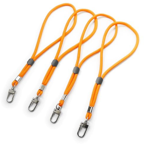 trage.band® kurzes verstellbares Handgelenk-Trageband mit Karabinerhaken, 4 St. orange